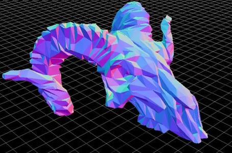 low poly ram skull