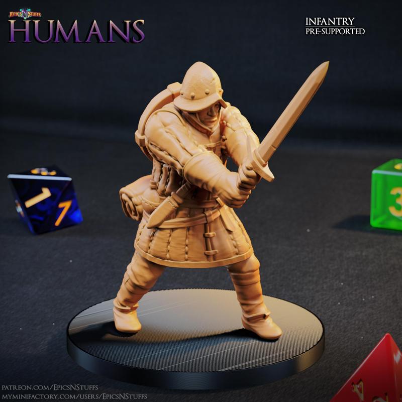 Human Infantry 1D Miniature – Pre-Supported