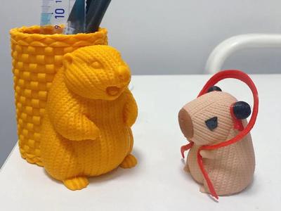 Knitted marmot pen holder~Nezha, come and get me!