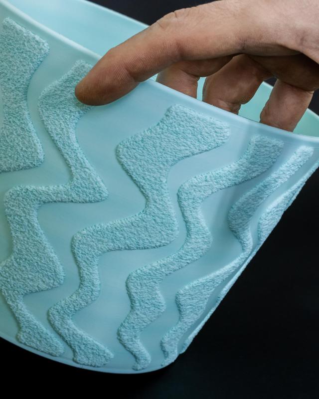 Warped Stripes Big Planter // Multi-Texture Fuzzy Print