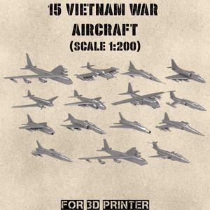 STL PACK – 15 VIETNAM War Aircraft (scale 1:200) – PERSONAL USE