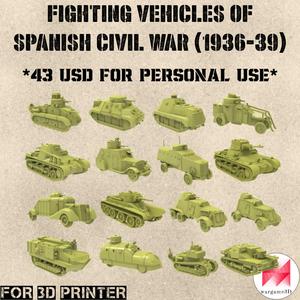 STL PACK - 16 Fighting vehicles of Spanish Civil War (1936-1939) (1:56, 28mm) - PERSONAL USE