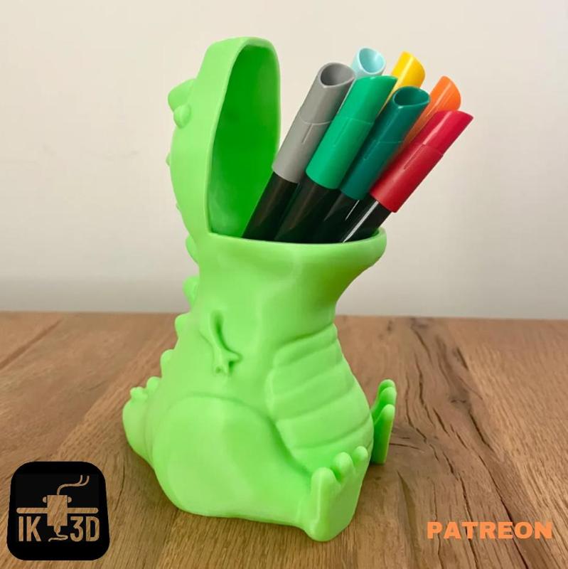 CHUBBY T-REX DINO PENCIL HOLDER EASY PRINT
