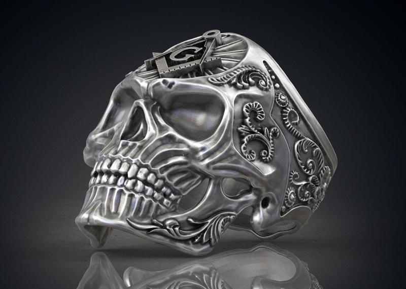 Ring Masonic Skull  Freemasons Ring STL 3d model for 3d printing