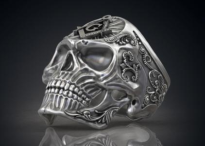 Ring Masonic Skull  Freemasons Ring STL 3d model for 3d printing