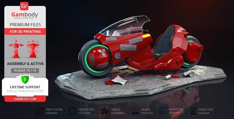 Akira Bike 3D Printing Model | Assembly + Action