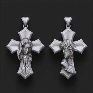 Praying Holy Mary Jesus Cross Pendant Set