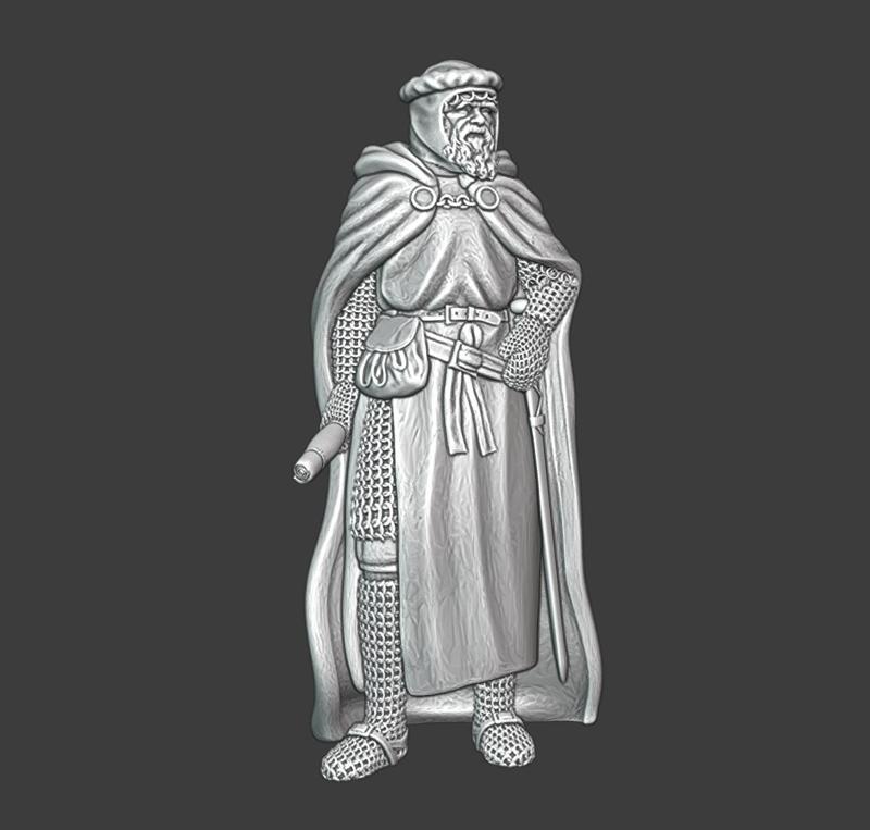 Medieval brother knight with scroll