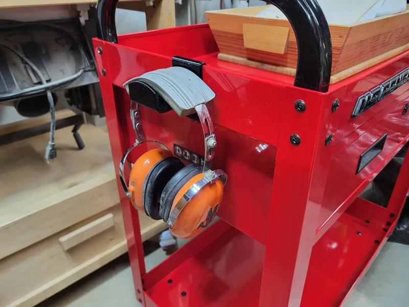 Hearing Protection/Headphone Holder for Harbor Freight Service Cart