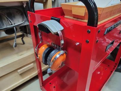 Hearing Protection/Headphone Holder for Harbor Freight Service Cart