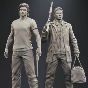 Supernatural Sam and Dean in Diorama STL files for 3D Printing | Assembly Model