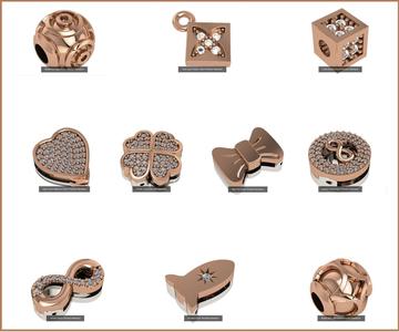 10 Light Charm Pendant Necklace 3D Model Collection