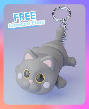Flexi British ShortHair Cat Laying Down Keychain (Single Color)