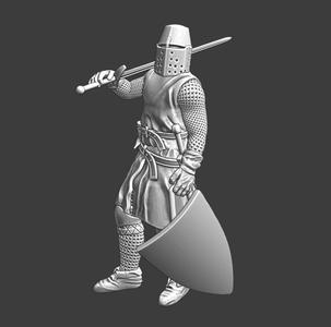 Medieval crusader knight – sword on shoulder