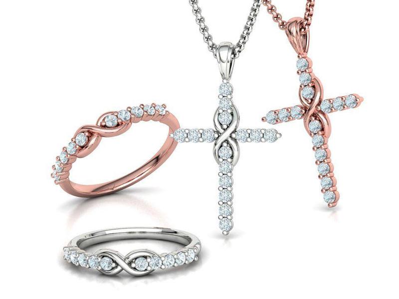 Infinity Cross and Ring Jewelry Set with DISCOUNT 3D Model Collection