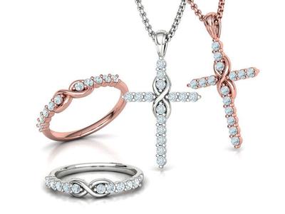 Infinity Cross and Ring Jewelry Set with DISCOUNT 3D Model Collection