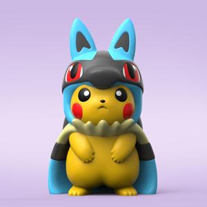 Pikachu cosplay Lucario (Easy Print No Supports)