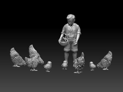 boy and chicken