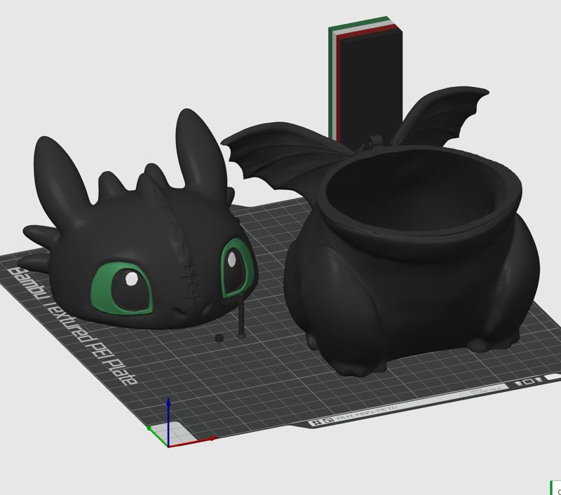 Toothless Dragon Candy Container-How to Train your Dragon – 3D print STL and multicolor 3MF file