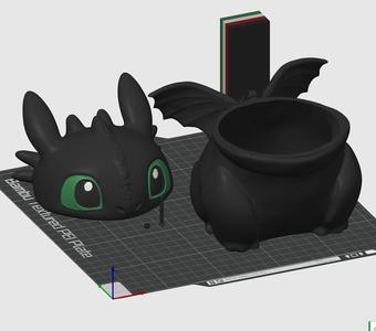Toothless Dragon Candy Container-How to Train your Dragon – 3D print STL and multicolor 3MF file
