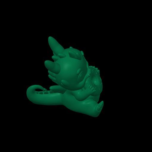 Baby dragon eating a donut