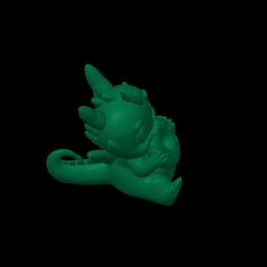 Baby dragon eating a donut