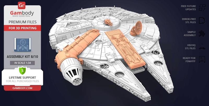 Millennium Falcon Gun, Antenna 3D Printable Exterior Parts Kit 3
