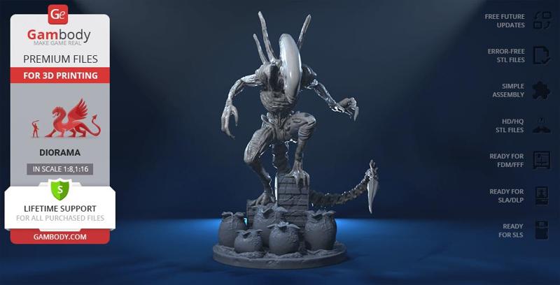 Alien Xenomorph in Diorama for 3D printing | Assembly