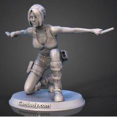 Lara Croft in Action 3D Printing Figurine | Static