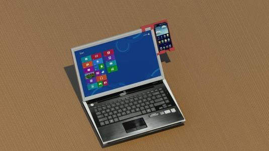 Laptop smartphone holder