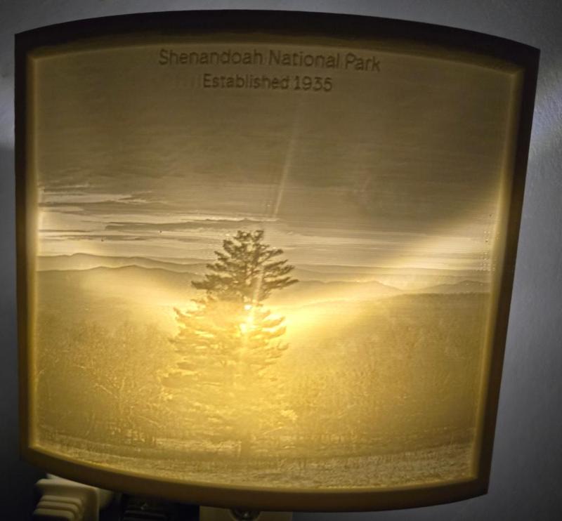 Shenandoah National Park – Backlit Tree – Nightlight Lithophane