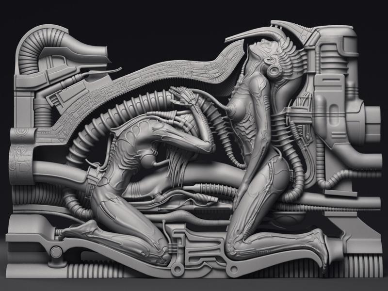 H R Giger Erotomechanics VII Sculpture Printable 3D Model