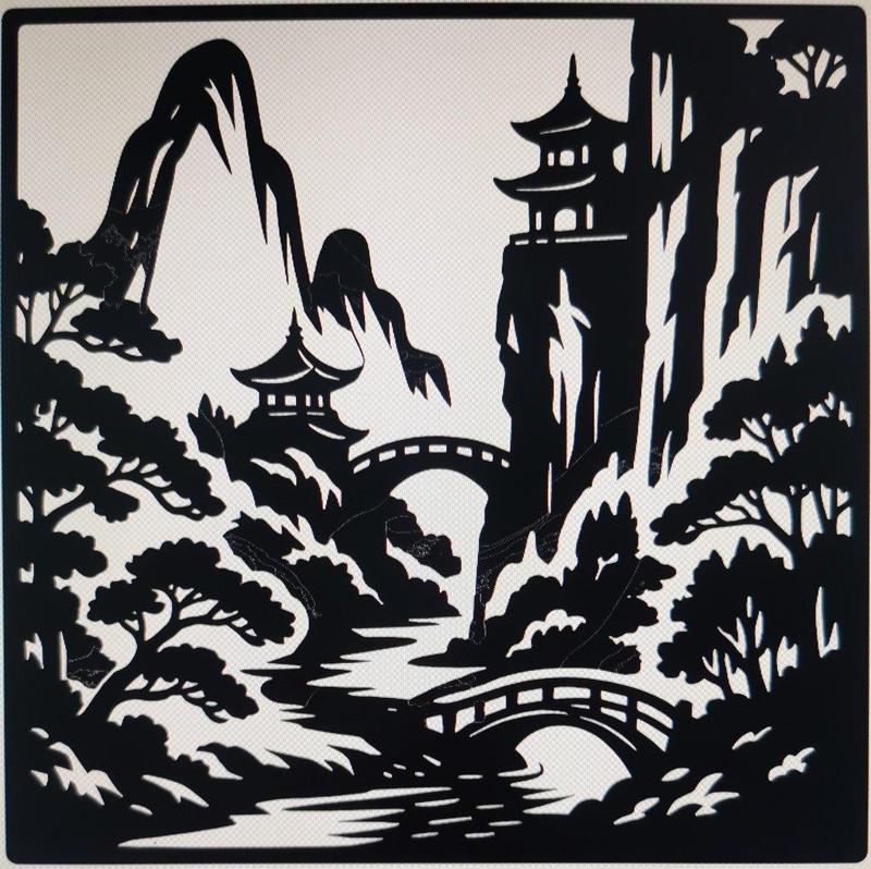 Cliffside Pagodas in a Forest – 2D Wall Art