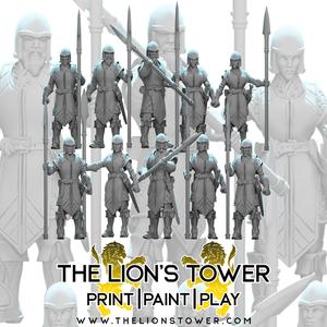 Noble Guard with Spears (Set of 10 x 32mm scale presupported miniatures)