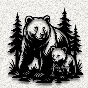 mama bear cub wildlife wall art home decor