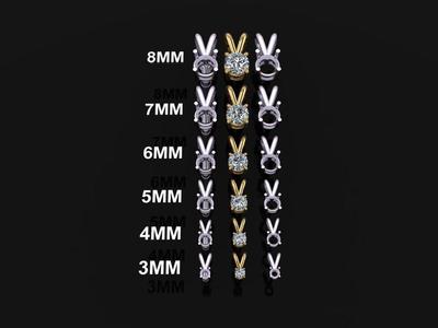 4 Prong Solitaire Split Bell Pendant Mix Size 3 4 5 6 7 8