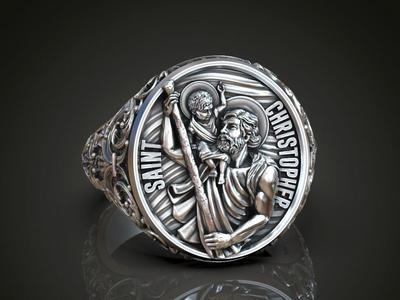 Ring Saint Christopher and baby Jesus