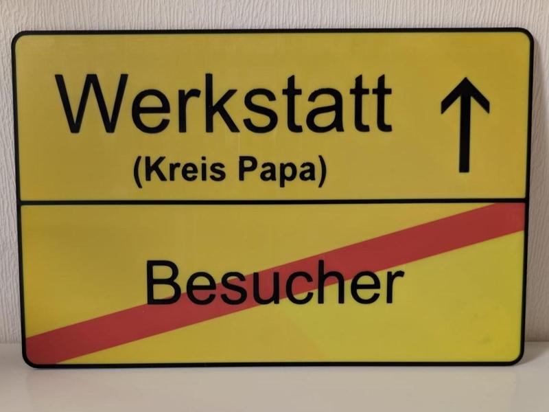 Workshop exit sign