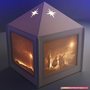Christmas lantern with lithopanes – (for electric light sources)