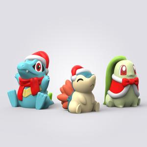 Christmas Cyndaquil Totodile Chikorita (Easy Print No Supports)