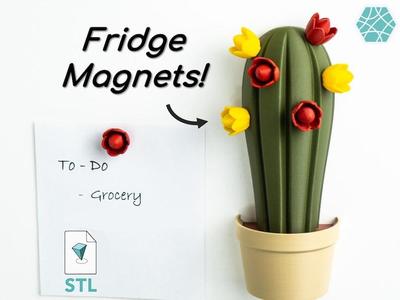 Magnet Cactus STL With Detachable Magnet Flowers - 3D Print File Model– Fun, Decorative, and Functional |  Instant Download