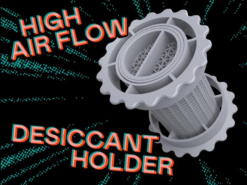 High Air Flow Desiccant Holder for Spools