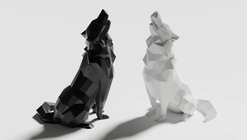 Low Poly Howling Wolf (No Supports)