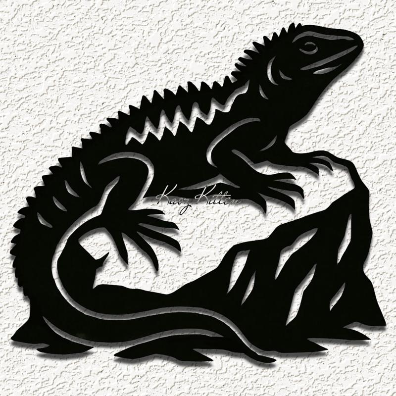 iguana lizard rock wall art home decor