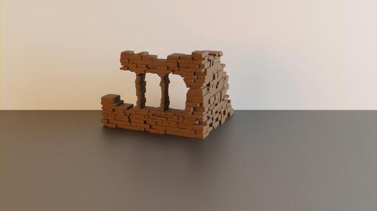 Ruined corner wall #6 with multiple windows – wargaming terrain