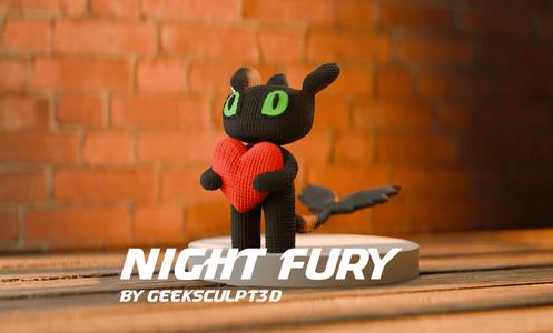 Toothless Dragon Sculpture Holding Heart – 3D Printed