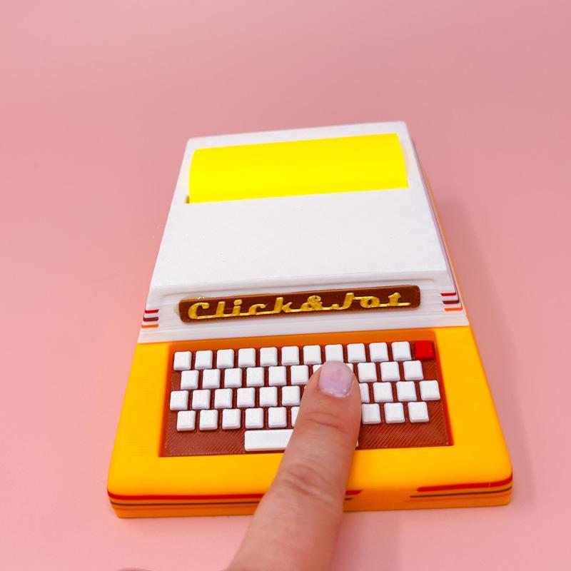 Retro Typewriter Sticky Note Dispenser – Fidget Clicker Keyboard, Easy Desk Organizer