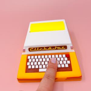 Retro Typewriter Sticky Note Dispenser – Fidget Clicker Keyboard, Easy Desk Organizer
