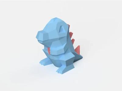 Low-Poly Totodile – Dual Extrusion version