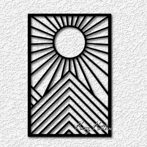 Three Panel Wall Art Minimalist Sun and Mountain Scene Home Decor